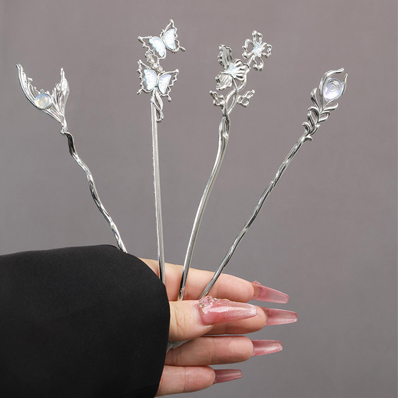 Pearl Hair Pin - Gümüş Renk Alaşım Saç Sopa Çatal