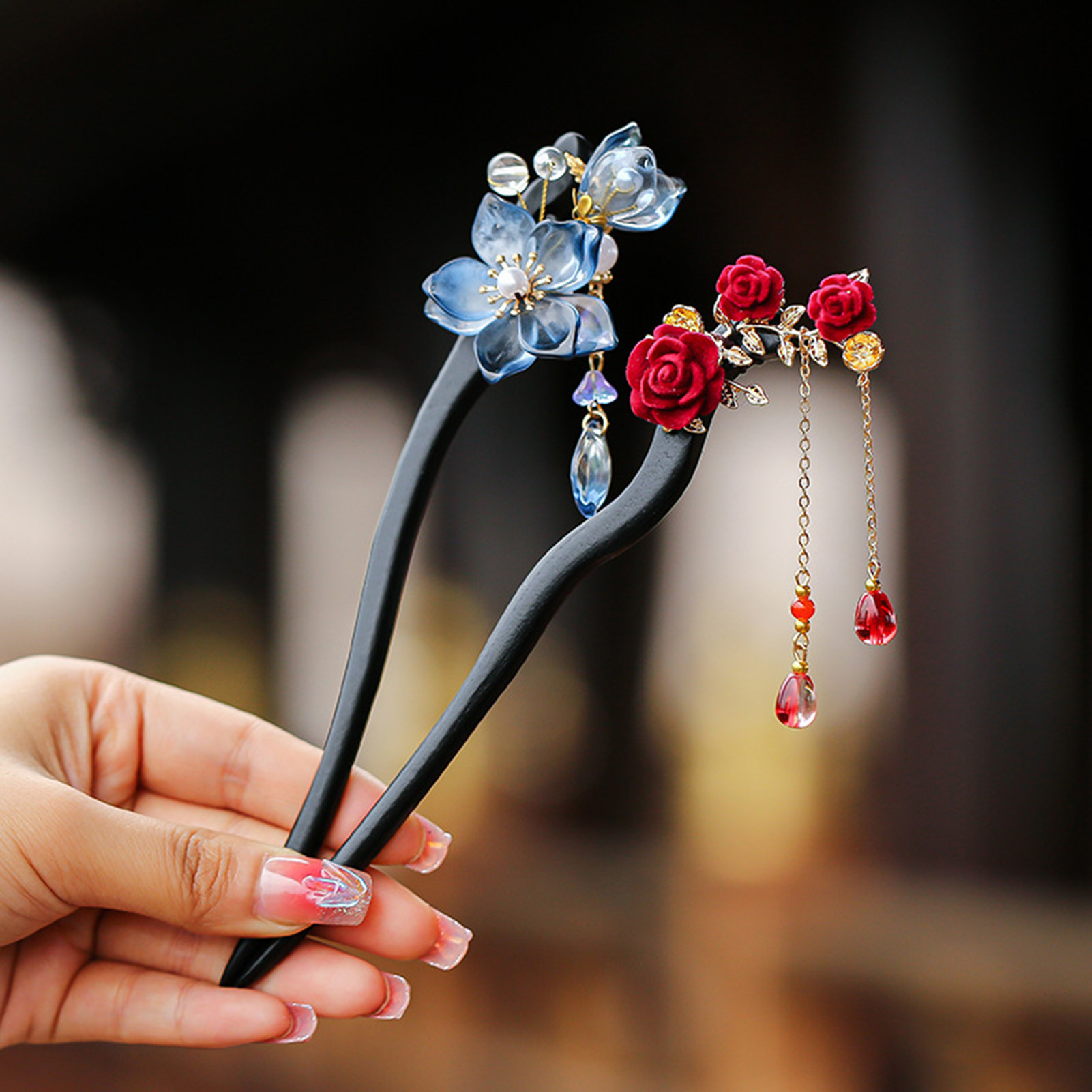 Pearl Hair Pin - Çin tarzı çiçek püskül saç tokası