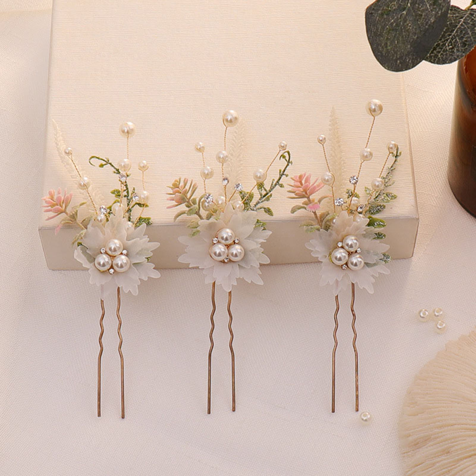 Pearl Hair Pin - 3 adet alaşım inci çiçek saç