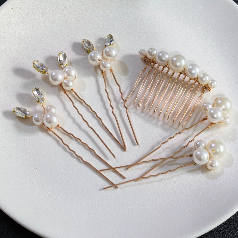 Pearl Hair Pin - İnci Kristal Saç Tokası Tarak Seti