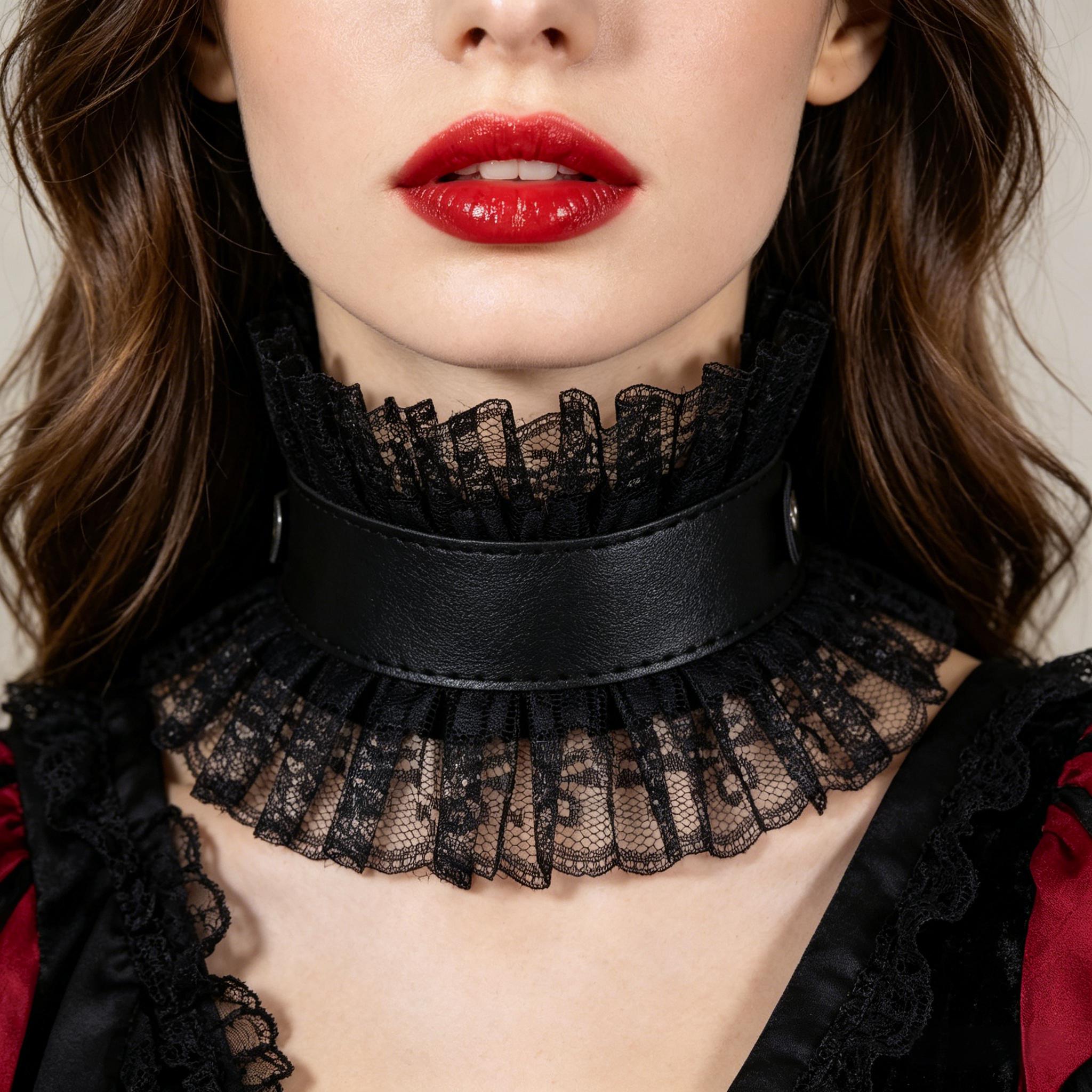 Women'S Victorian Accessories - Kadınlar Vintage Sahte Yaka Gotik Siyah