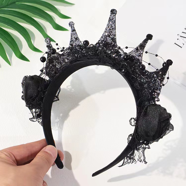 Gotik Siyah Gül Dantel Taç Ban - Women'S Victorian Accessories incelemesi ve fiyatı