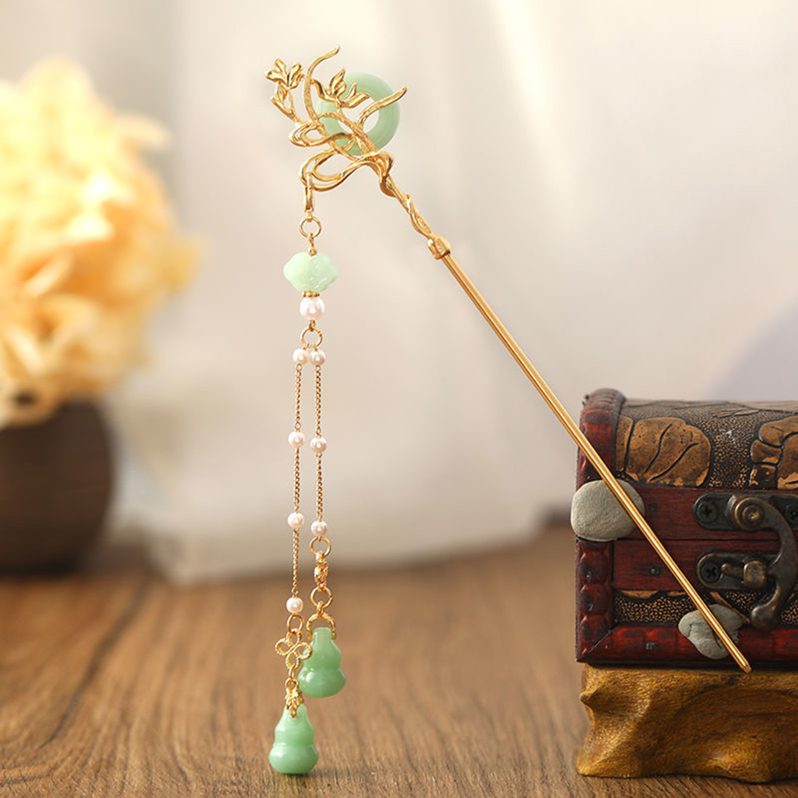 Çin Tarzı Cam Firkete Kadınlar - Pearl Hair Pin incelemesi ve fiyatı
